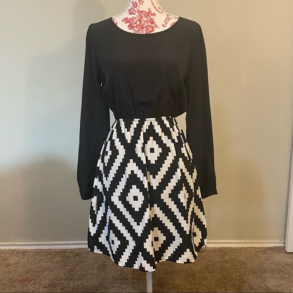Giddy Up Glamour Black and White Dress Medium